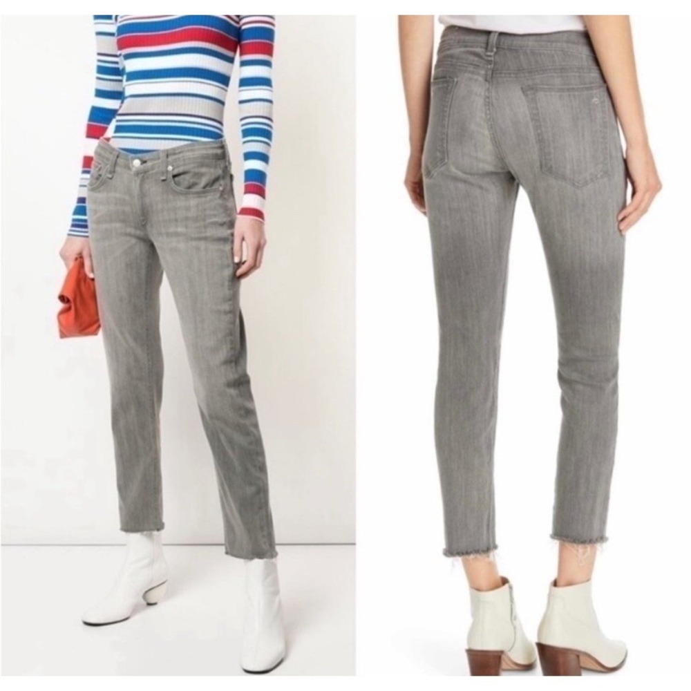 Rag and Bone Raw Hem Sz 26 Women's Mid Rise Faded Gray Denim Jean